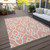 3' X 5' Salmon And Ivory Trellis Washable Indoor Outdoor Area Rug
