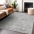 3' X 5' Gray And Silver Damask Washable Indoor Outdoor Area Rug