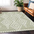 3' X 5' Artichoke Green And Ivory Geometric Washable Indoor Outdoor Area Rug Transitional Style - Artichoke Green, Ivory Color