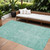 5' X 8' Aqua And Ivory Damask Washable Indoor Outdoor Area Rug