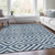 5' X 8' Navy Blue And Ivory Geometric Washable Indoor Outdoor Area Rug Transitional Style - Navy Blue, Ivory Color