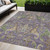 5' X 8' Purple Green And Brown Floral Washable Indoor Outdoor Area Rug
