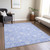 3' X 5' Sky Blue Denim Blue And Ivory Floral Washable Indoor Outdoor Area Rug