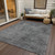 5' X 8' Gray And Smoky Black Abstract Washable Indoor Outdoor Area Rug - Gray, Smoky Black