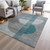 5' X 8' Teal Blue And Gray Geometric Washable Indoor Outdoor Area Rug - Teal Blue, Gray
