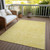 3' X 5' Gold Floral Washable Indoor Outdoor Area Rug