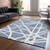 3' X 5' Denim Blue And Ivory Geometric Washable Indoor Outdoor Area Rug Transitional Style - Denim Blue, Ivory Color