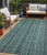 5' X 8' Teal Blue Aqua And Gray Striped Washable Indoor Outdoor Area Rug - Teal Blue, Aqua, Gray