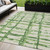 5' X 8' Artichoke Green And Emerald Striped Washable Indoor Outdoor Area Rug