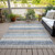 3' X 5' Navy Blue And Beige Striped Washable Indoor Outdoor Area Rug