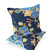 Set of Two 16" X 16" Blue and Orange Botanical Indoor Outdoor Throw Pillow Polyester Home Accent