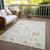 3' X 5' Ivory Gray And Taupe Floral Washable Indoor Outdoor Area Rug
