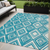 5' X 8' Teal Blue And Ivory Geometric Washable Indoor Outdoor Area Rug Transitional Style - Teal Blue, Ivory Color
