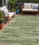 5' X 8' Olive Green And Ivory Striped Washable Indoor Outdoor Area Rug