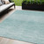 5' X 8' Aqua And Ivory Abstract Washable Indoor Outdoor Area Rug