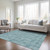 3' X 5' Teal Blue And Ivory Geometric Washable Indoor Outdoor Area Rug Transitional Style - Teal Blue, Ivory Color