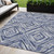5' X 8' Navy Blue And Sky Blue Geometric Washable Indoor Outdoor Area Rug Transitional Style - Navy Blue, Sky Blue Color