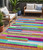 5' X 8' Lavender Orange And Lime Green Striped Washable Indoor Outdoor Area Rug
