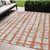 5' X 8' Coral And Gray Striped Washable Indoor Outdoor Area Rug