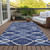5' X 8' Navy Blue And Denim Blue Abstract Washable Indoor Outdoor Area Rug Transitional Style - Navy Blue, Denim Blue Color