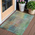 3' X 5' Green Gold And Teal Blue Abstract Washable Indoor Outdoor Area Rug