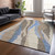 3' X 5' Taupe Tan And Blue Abstract Washable Indoor Outdoor Area Rug