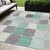 5' X 8' Mint Green And Gray Geometric Washable Indoor Outdoor Area Rug