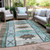 5' X 8' Brown And Teal Blue Tribal Washable Indoor Outdoor Area Rug