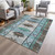 5' X 8' Brown And Teal Blue Tribal Washable Indoor Outdoor Area Rug