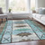 5' X 8' Brown And Teal Blue Tribal Washable Indoor Outdoor Area Rug