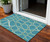 3' X 5' Teal Blue Ivory And Green Abstract Washable Indoor Outdoor Area Rug - Teal Blue, Ivory, Green