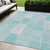 5' X 8' Aqua Teal Blue And Silver Patchwork Washable Indoor Outdoor Area Rug