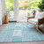 5' X 8' Aqua Teal Blue And Silver Patchwork Washable Indoor Outdoor Area Rug