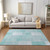 5' X 8' Aqua Teal Blue And Silver Patchwork Washable Indoor Outdoor Area Rug