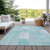 5' X 8' Aqua Teal Blue And Silver Patchwork Washable Indoor Outdoor Area Rug
