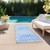8' Runner Blue and White Abstract Washable Non Skid Indoor Outdoor Runner Rug - Blue, White
