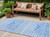8' Runner Blue and White Abstract Washable Non Skid Indoor Outdoor Runner Rug - Blue, White