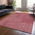 3' X 5' Red And Ivory Geometric Washable Indoor Outdoor Area Rug Transitional Style - Red, Ivory Color