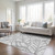 3' X 5' Gray And Silver Floral Washable Indoor Outdoor Area Rug