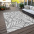 3' X 5' Gray And Silver Floral Washable Indoor Outdoor Area Rug
