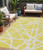 5' X 8' Yellow And Linen Geometric Washable Indoor Outdoor Area Rug