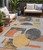 5' X 8' Gray Gold And Orange Geometric Washable Indoor Outdoor Area Rug