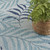 9' X 12' Ivory Sky Blue And Blue Palm Leaf Indoor Outdoor Area Rug
