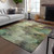 5' X 8' Beige Green And Artichoke Green Abstract Washable Indoor Outdoor Area Rug
