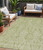5' X 8' Artichoke Green And Beige Damask Washable Indoor Outdoor Area Rug