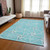 3' X 5' Teal Blue And Ivory Geometric Washable Indoor Outdoor Area Rug Contemporary Style - Teal Blue, Ivory Color