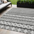 5' X 8' Gray Charcoal And Silver Quatrefoil Washable Indoor Outdoor Area Rug