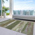 3' X 5' Olive Green Abstract Washable Indoor Outdoor Area Rug