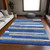 3' X 5' Navy Blue And Denim Blue Striped Washable Indoor Outdoor Area Rug
