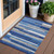 3' X 5' Navy Blue And Denim Blue Striped Washable Indoor Outdoor Area Rug